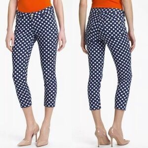 Kate Spade Broome Street Gingham‎ Capri Pants Navy Blue & White Check Print